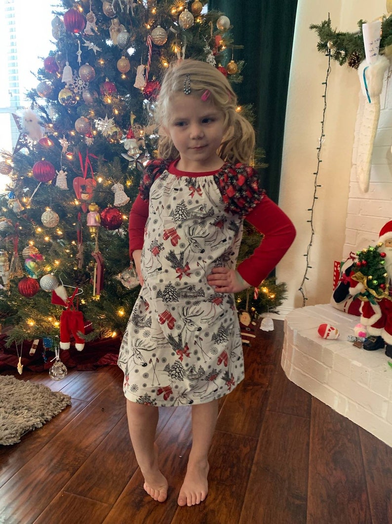 Christmas peasant tunic dress\u300bParty dress \u300b Girls adorable tunic\u300b Tea party dress \u300bHoliday wear\u300b Christmas clothes \u300b Girly holiday fashion