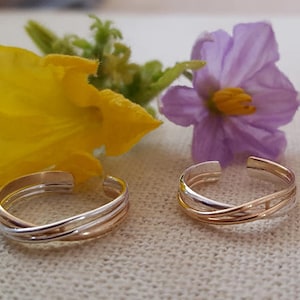 Double Cross Toe Rings Sterling Silver, 14Kt Gold Filled, Rose Gold Filled, Mixed Metal