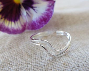 Wave Toe Ring, Sterling Silver, 14Kt Gold FIlled, Mixed Metal