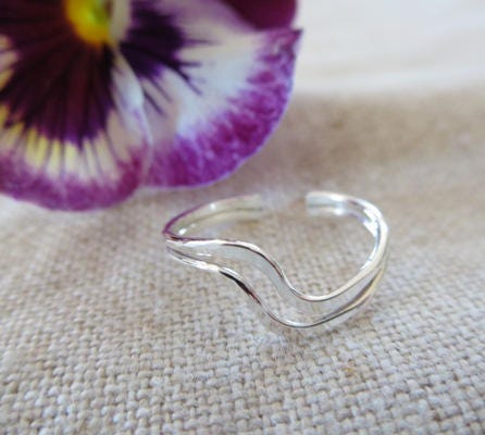 Wave Toe Ring, Sterling Silver, 14Kt Gold FIlled, Mixed Metal