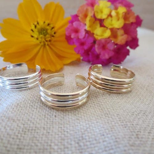 Triple Bar Toe Rings Etsy