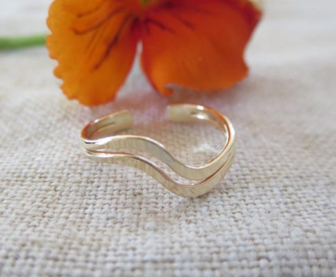 Wave Toe Ring Sterling Silver 14kt Gold Filled Mixed Metal Etsy