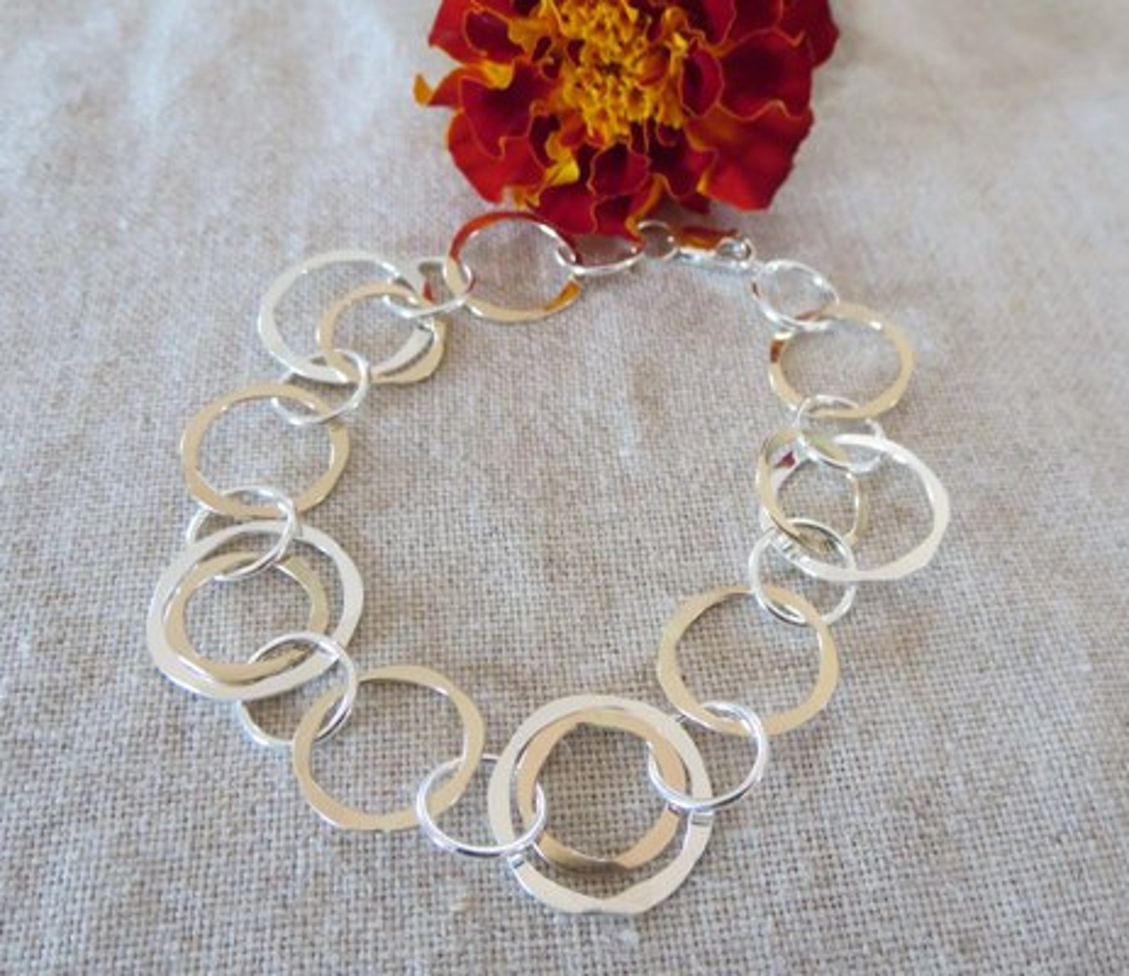 Heavy Hand Circles Bracelet Etsy
