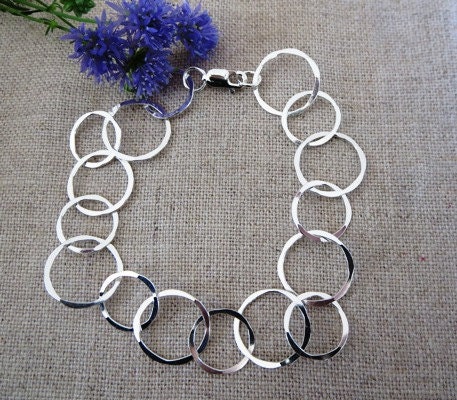 Hand Forged Circles Link Bracelet and Necklace