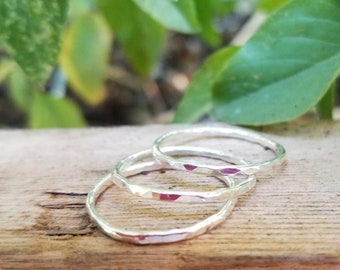 Handcrafted Textured or Faceted Stackable Rings