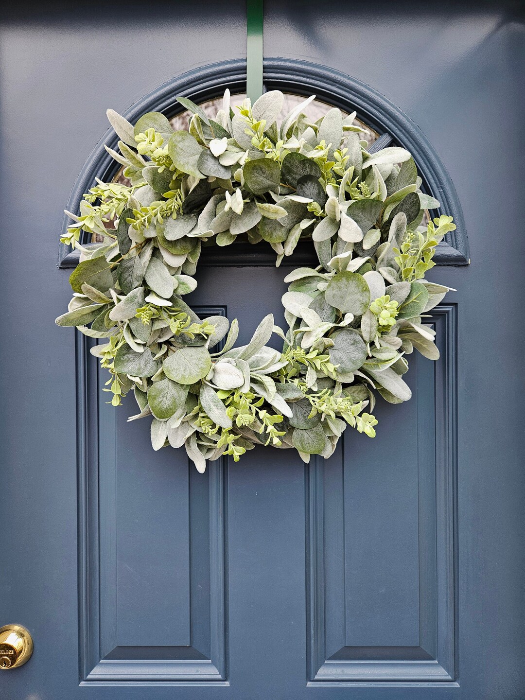 Year Round Lamb's Ear and Eucalyptus Wreath for Front Door, Year Round ...