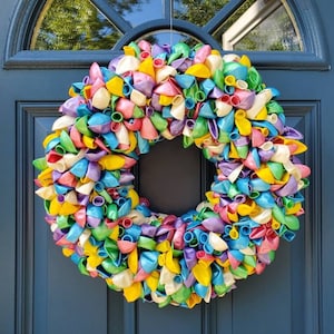 Pastel Happy Birthday Party Celebration Pearlized Balloons Wreath