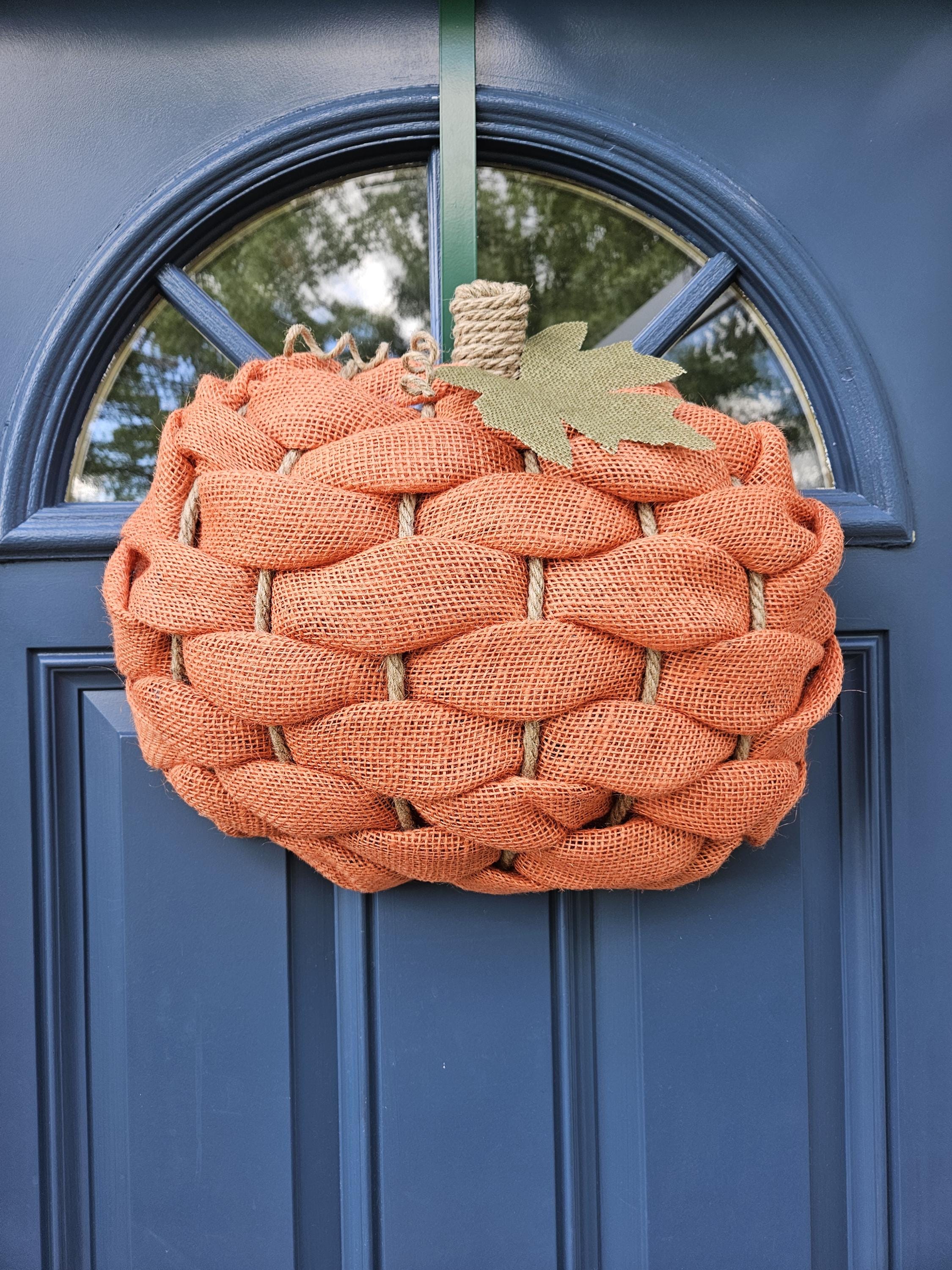 Pumpkin Wreath for Front Door, Pumpkin Door Hanger, 3D Pumpkin Wreath, Burlap Pumpkin, Fall Door Wreath, Fall Farmhouse Wreath