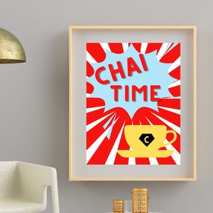 Desi Art Print for Kitchen Wall, Office Art, Printable, Wall Art Housewarming Gift for Chai Tea Lover, Digital Download, 8.5x11, Poster