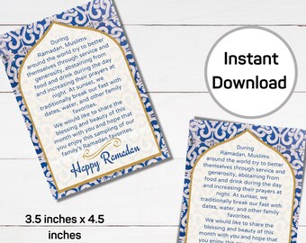 Happy Ramadan druckbares Tag für Freunde und Nachbarn, Iftar Tablett Anhänger, zum sofortigen Download, 3,5 Zoll x 4,5 Zoll