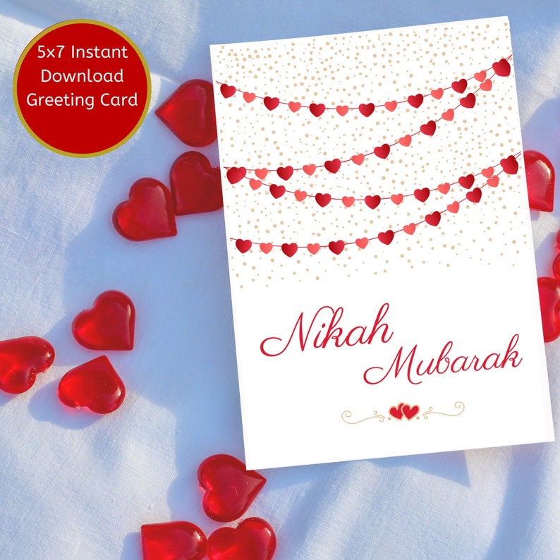 5x7 instant download Islamic Wedding card printable for new Muslim couple wedding greeting card printable gift for muslim couple wedding
