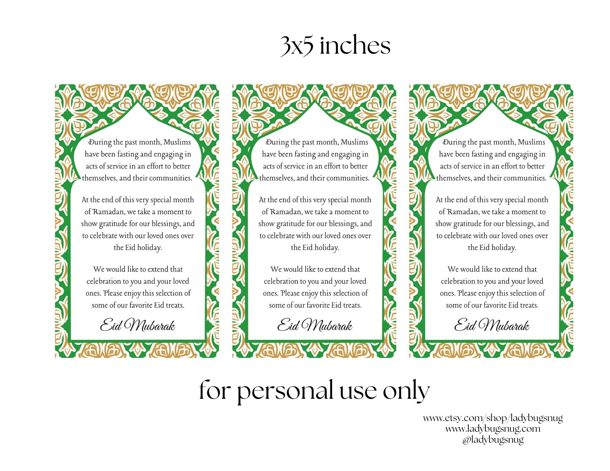 Printable Eid Tag for Friends and Neighbors, Happy Eid Tag for Eid Tray ...