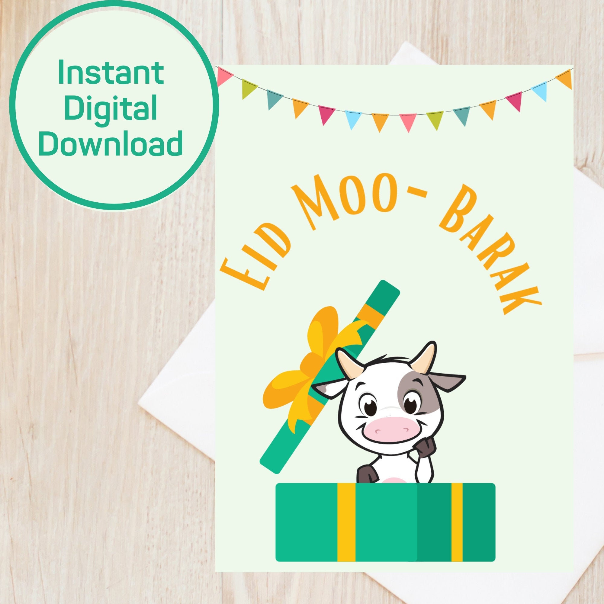 Printable Eid Mubarak Greeting Card for Kids, Card for Ramadan & Eid