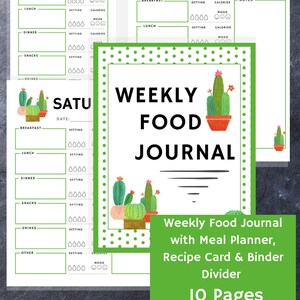 Printable Food Diary &amp; Calorie Tracker Journal, Daily Food Log, Food ...