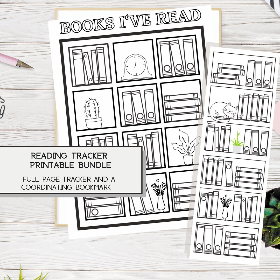 Books to Read Printable, Book Tracker and Bookmark Bundle, Printable ...