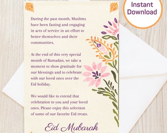 Eid Mubarak druckbare & Ramadan Mubarak Kartenpaket für Freunde und Nachbarn, Happy Eid druckbare Karte, Happy Eid, Instant Download