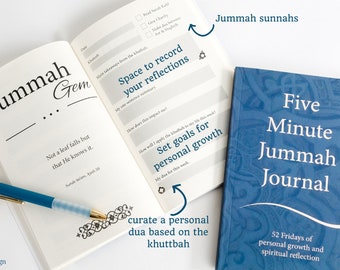 Diário de Espiritualidade Islâmica, Diário Jummah de Cinco Minutos, Diário Guiado Muçulmano para Reflexão Pessoal, Avisos de Diário Muçulmano