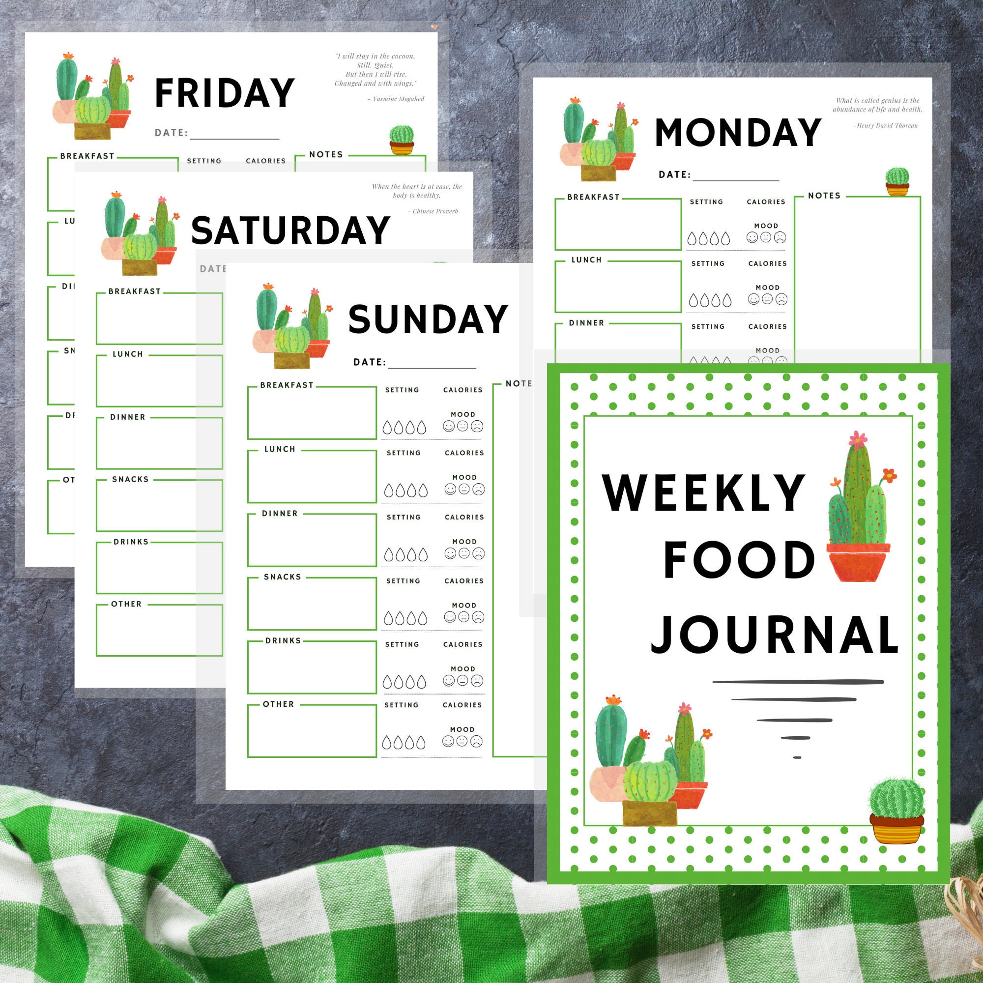 Printable Food Diary &amp; Calorie Tracker Journal, Daily Food Log, Food ...