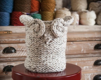 Loom Knit Owl Basket PATTERN, Yarn Basket, Catch-All Basket, Container, Loom Knitting Patterns, Home Decor, PDF PATTERN Download.