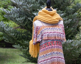 Loom Knit Scarf Pattern, Drop Stitch, Open Weave, Ribbed Look. Excellent Drape, Molds The Body. Loom Knitting PATTERN PDF.