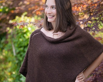 Loom Knit Poncho Pattern. The Rebecca Poncho Has An Elegant Design and Is Loom Knit From One Rectangle. Easy Fold Cape Design. PDF PATTERN.