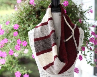 Loom Knit Infinity Scarf Pattern, Tube Scarf, Infinity Cowl, With Embellishment. Preppy, Stylish Scarf Loom Knitting PATTERN for Women.