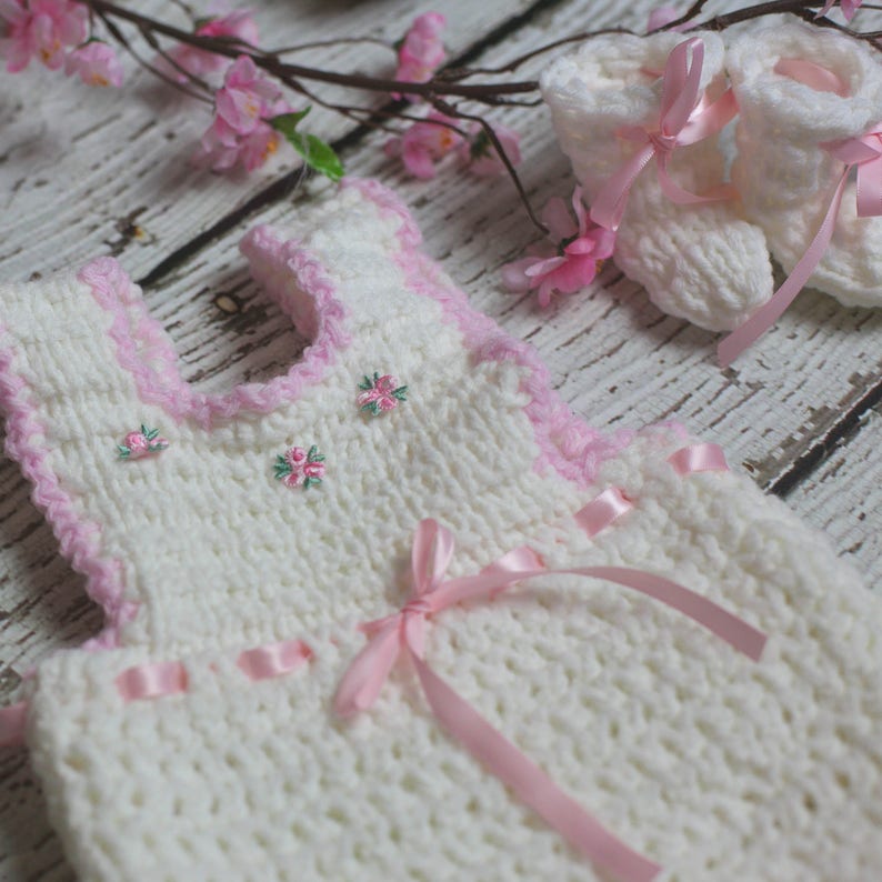 Loom knit Baby Jumper Set PATTERN. PATTERN ONLY includes patterns for Infant body suit, Bonnet, and matching Booties. Instant Download. image 6