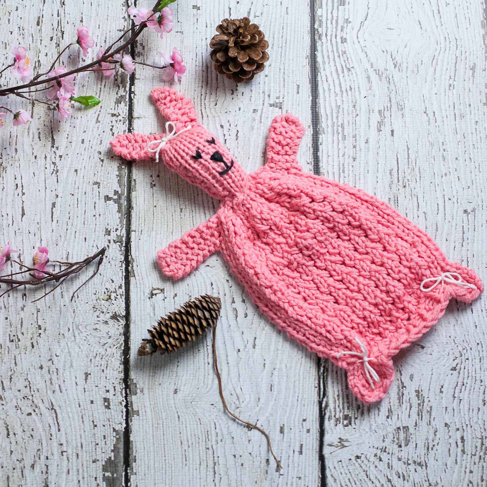 Loom Knit Bunny Lovey Pattern Rabbit Blanket Toy for Baby Etsy