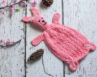 Loom Knit Bunny Lovey Pattern, Rabbit Blanket Toy For Baby,  PDF Loom Knitting PATTERN. Great Gift Idea For Newborn!