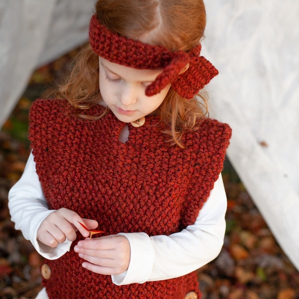 Loom Knit Pullover Vest PDF PATTERN. Colorado Pullover and Headband (Sizes 12-18 months, 18-24 months, 2T, 3T, 4T, 5/6, 6/8). Digital File.