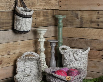 Loom Knit Basket PATTERNS, Owl Basket, Bread Basket, Yarn Basket, Door Knob Basket, Round Basket, Rectangular Basket, (5) PDF PATTERNS.