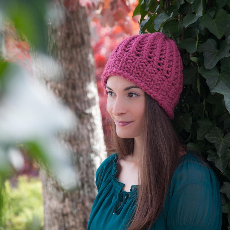 Loom Knit Bulky Hat PATTERNS, Earflap Hat, Lace, Eyelet, Cable, Textured, Chunky Hat 5 PATTERN Set. PDF Download. Adult Teen image 4