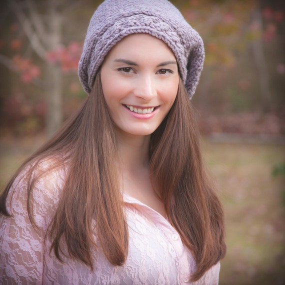 Loom Knit Beret PATTERN With Cable Brim 