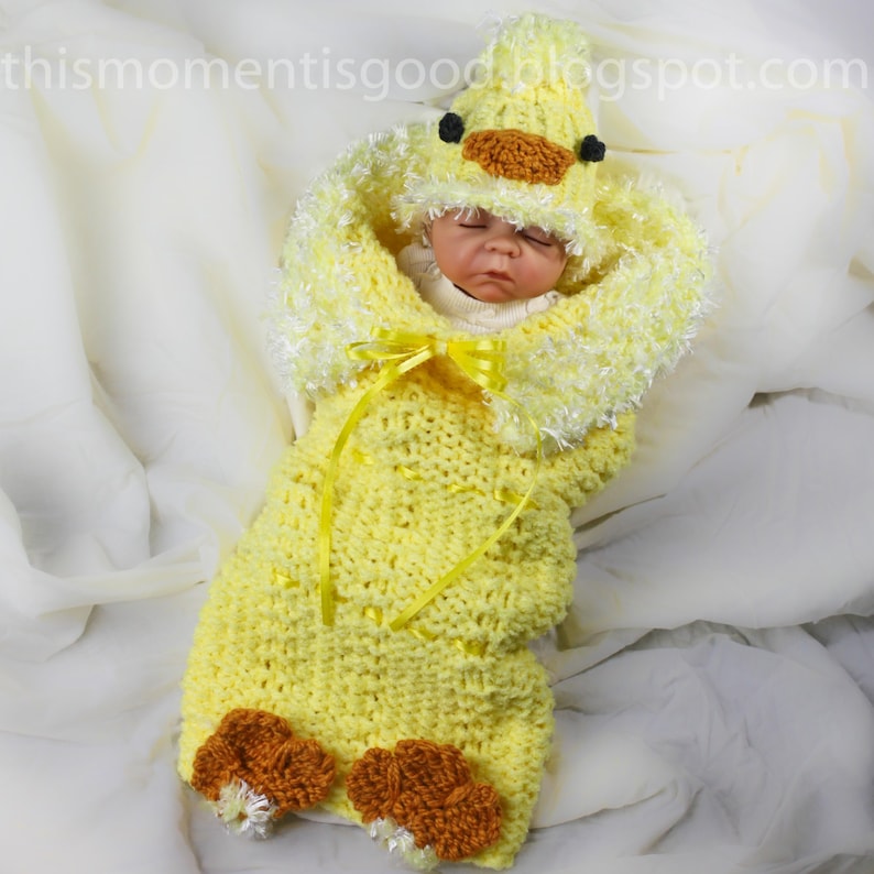 Loom Knit Cocoon for Baby Pattern PATTERN ONLY includes Baby Chick Hat & Cocoon patterns. Newborn Size. Instant Download image 2