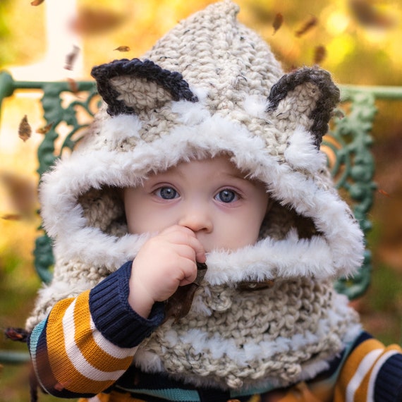 Loom Knit Wolf Hood Pdf Pattern Oversized And Warm Quick Project Digital Download
