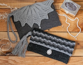 Loom Knit Clutch, Purse, Evening Bag, Wristlet PATTERNS. Elegant Evening Bag, Wedding and Party Purse. 2 PDF Pattern Set.