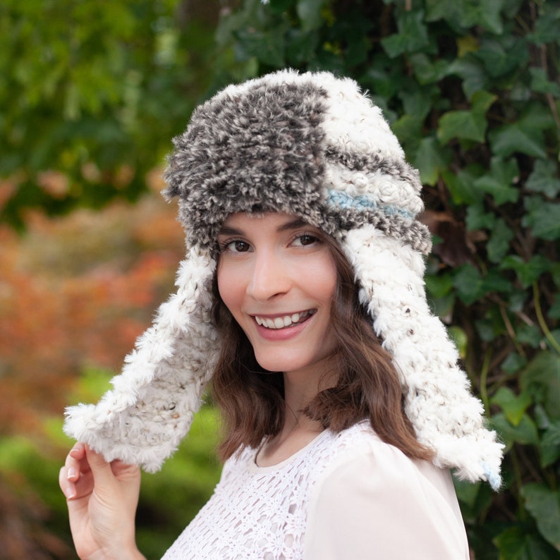 Loom Knit Faux Fur Trapper Hat and Cowl PDF PATTERN. Etsy