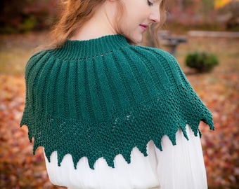 Loom knit cape pattern, capelet, shawl, poncho, wrap, victorian, PATTERN. Feminine and elegant loom knitting PDF Download.