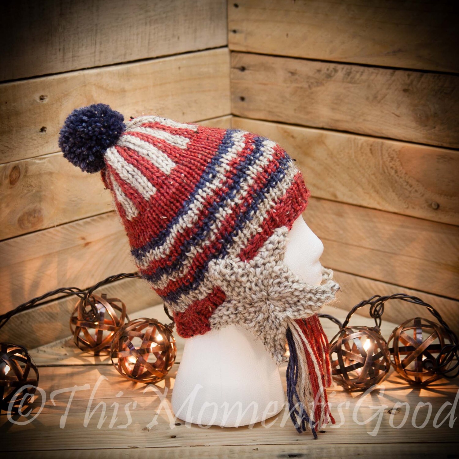 loom knit earflap hat