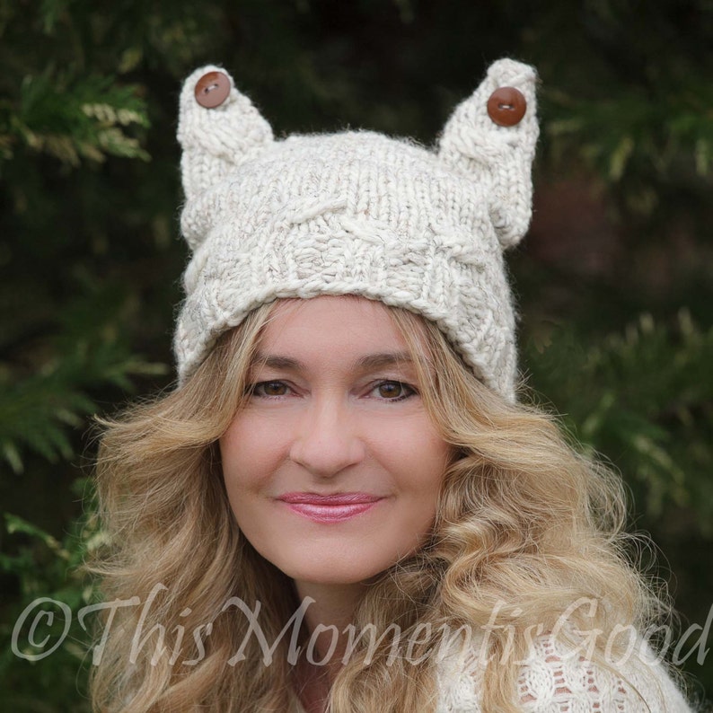 Loom Knit Cat Hat PATTERN. the Cabled Kitty Hat With Button Etsy