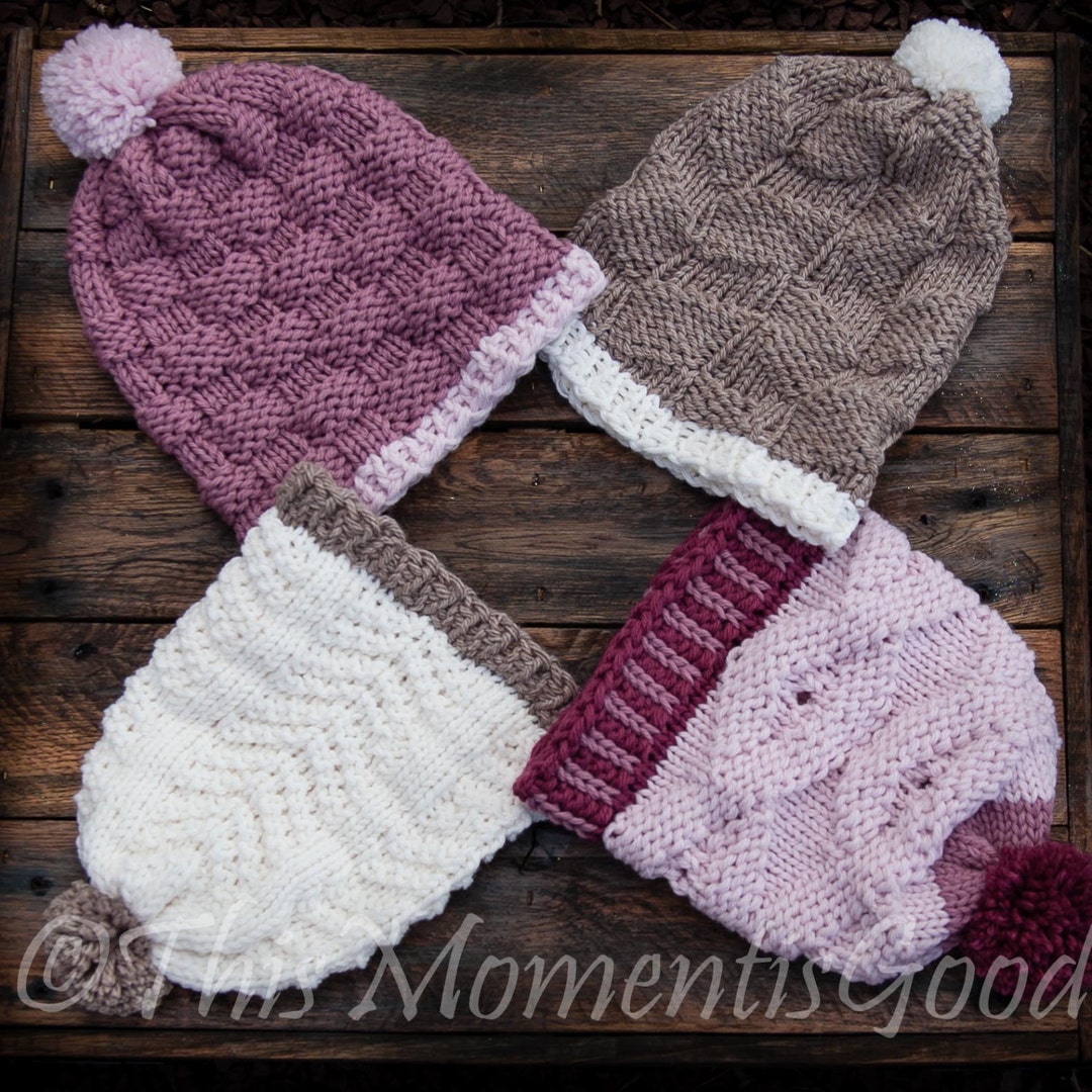 Loom Knit Hat Collection 1 PATTERN Set. 4 PATTERNS Included. All ...