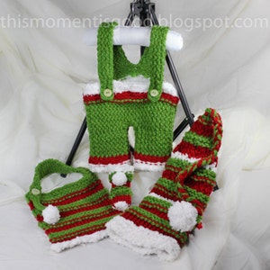 Loom Knit overall  PATTERN Loom knit booties PATTERN Loom Knit Elf Hat, Loom Knit Bib, Loom Knit Booties pattern. PDF download.
