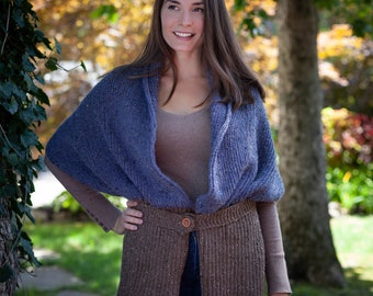 Loom Knit Belted Sweater Scarf Pattern PDF. Easy First Garment, Cardigan For Loom Knitters. Not a finished item.