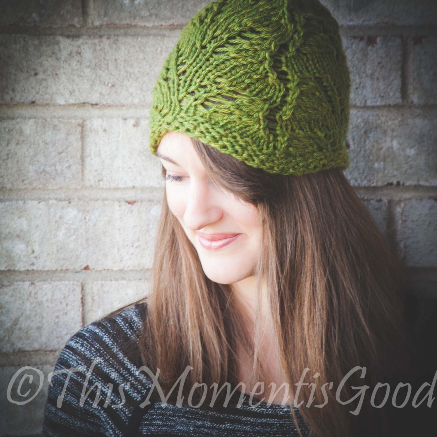 Loom Knit Lace Hat PATTERN. Fern Lace 