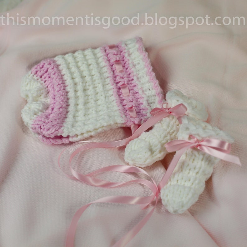 Loom knit Baby Jumper Set PATTERN. PATTERN ONLY includes patterns for Infant body suit, Bonnet, and matching Booties. Instant Download. image 2