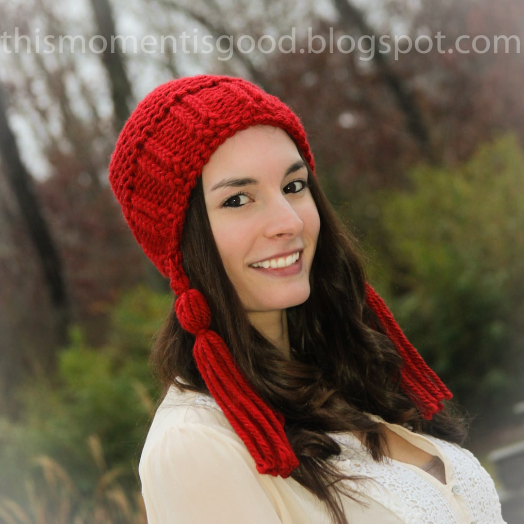 Loom Knit Earflap Hat With Tassels Pattern. Loom Knitting PDF PATTERN ...