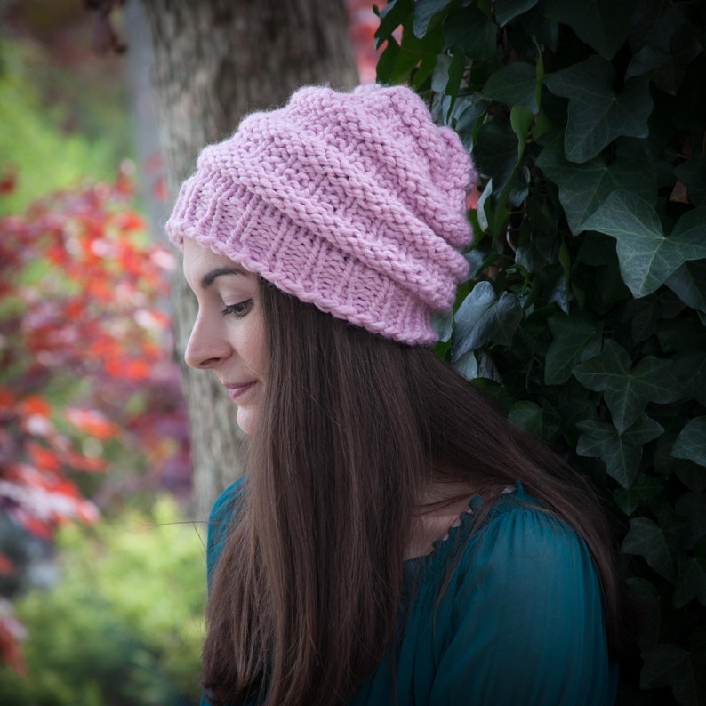 Loom Knit Bulky Hat PATTERNS, Earflap Hat, Lace, Eyelet, Cable, Textured, Chunky Hat 5 PATTERN Set. PDF Download. Adult Teen image 5