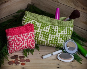 Loom Knit Change Purse, Wallet, Make Up Bag, Wristlet, Credit Card Holder Loom Knitting PATTERN. Beginner (2) PATTERN set. PDF Download.