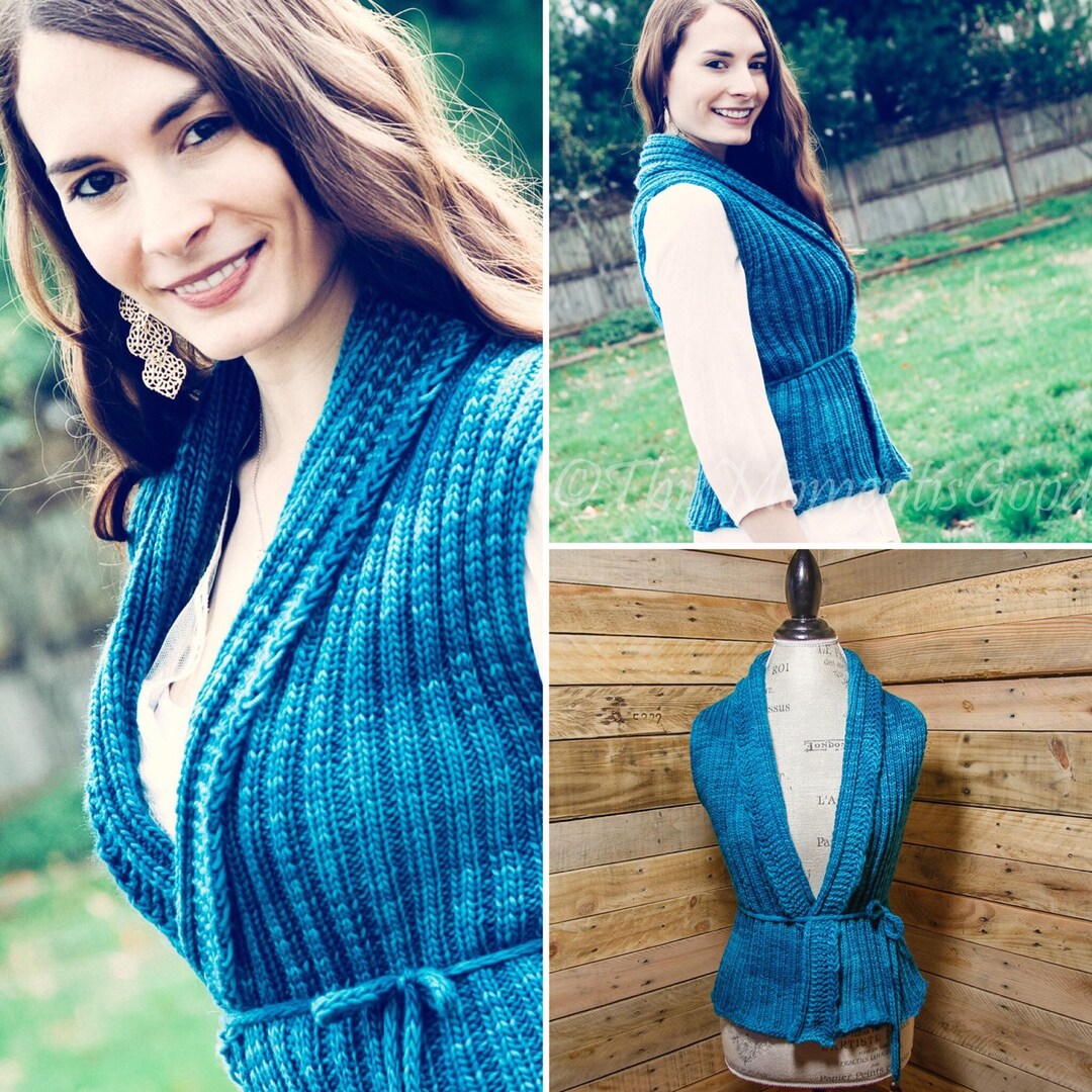 Loom Knit Vest PATTERN, the Everyday Ladies Vest Wrap PATTERN, 5 Sizes, Instant PDF Download