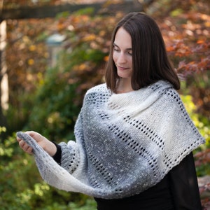 Loom Knit Poncho Cape Pattern. The Grey Skies Poncho Has An Elegant Design and Is An Easy Loom Knit. PDF PATTERN Download.